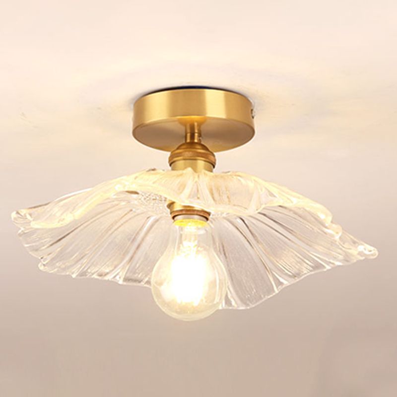 Lámpara de techo de cobre estilo colonial Lotus Metal 1 luz empotrada