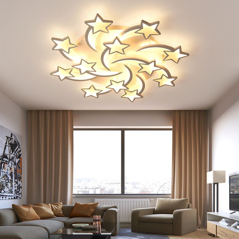 Metal Star Close to Ceiling Lighting Nordic Style LED White Ceiling Lamp