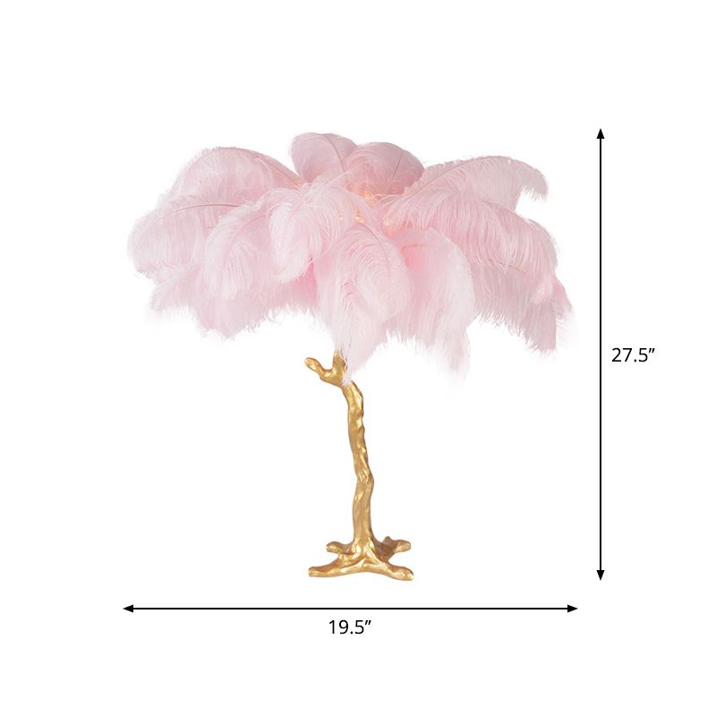 Creatief moderne kokosboom nachtlamp veer eenmalige bol woonkamer tafellicht in roze