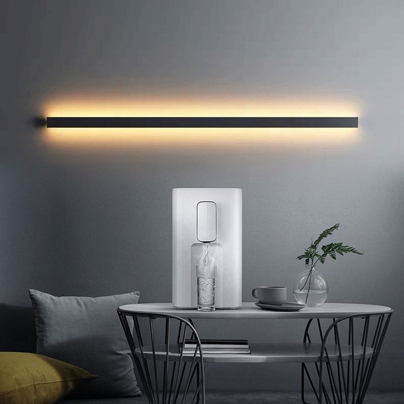 Metal Linear Sconce Light Fixture Modern Style LED Black Wall Mount Light Fixture