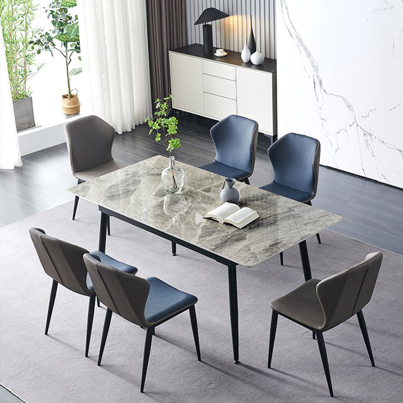 Industrial Wingback Side Chair Faux Leather Armless Dining Chairs