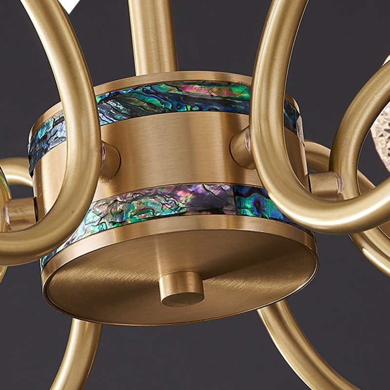 Lámpara de suspensión de techo dorada de forma de lámpara de lámpara de metal modernista