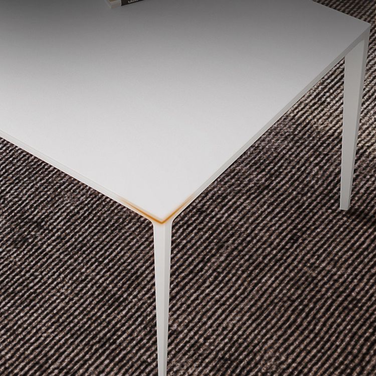 Mesa de comedor rectangular moderna Mesa de comedor de piedra sinterizada con 4 piernas blancas para la cena de cocina en casa