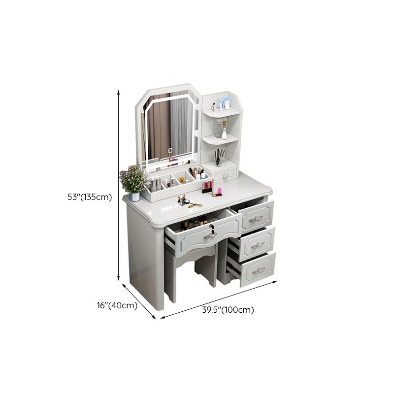 Make-up Vanity Standing Wooden 5-Drawers Mirror Contemporary