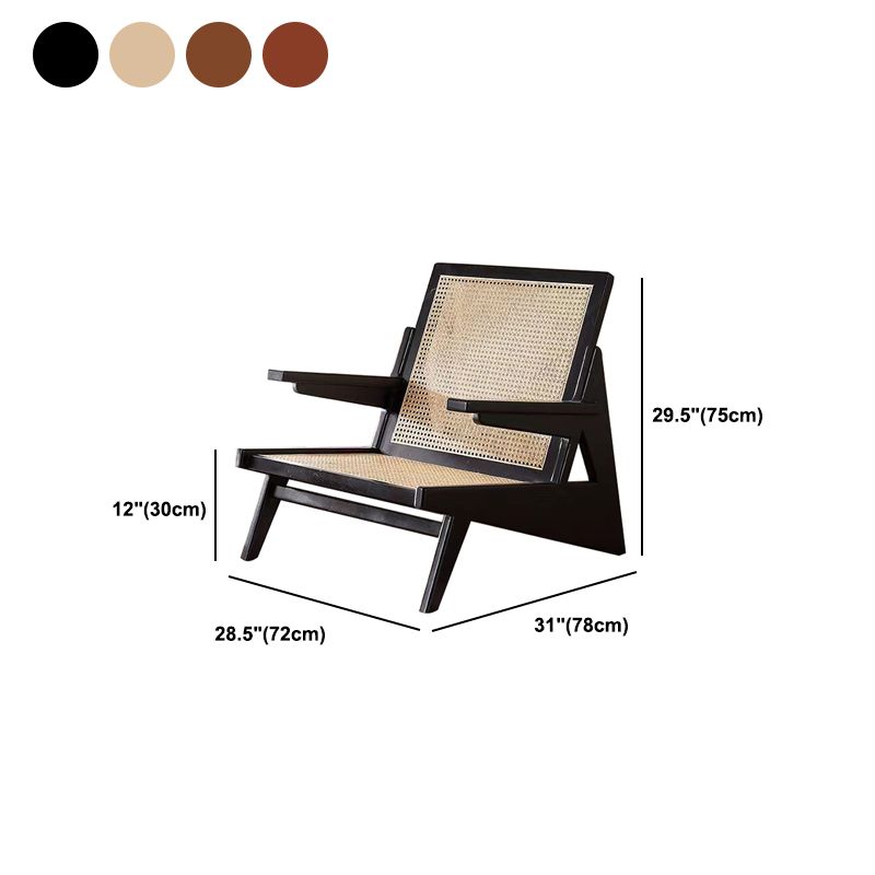 Nordic Style Wood Armrest Woven Back Solid Wood Multi-color Choice Arm Chair