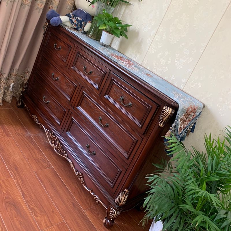 Traditional Style Wooden Storage Chest with Drawers for Bedroom