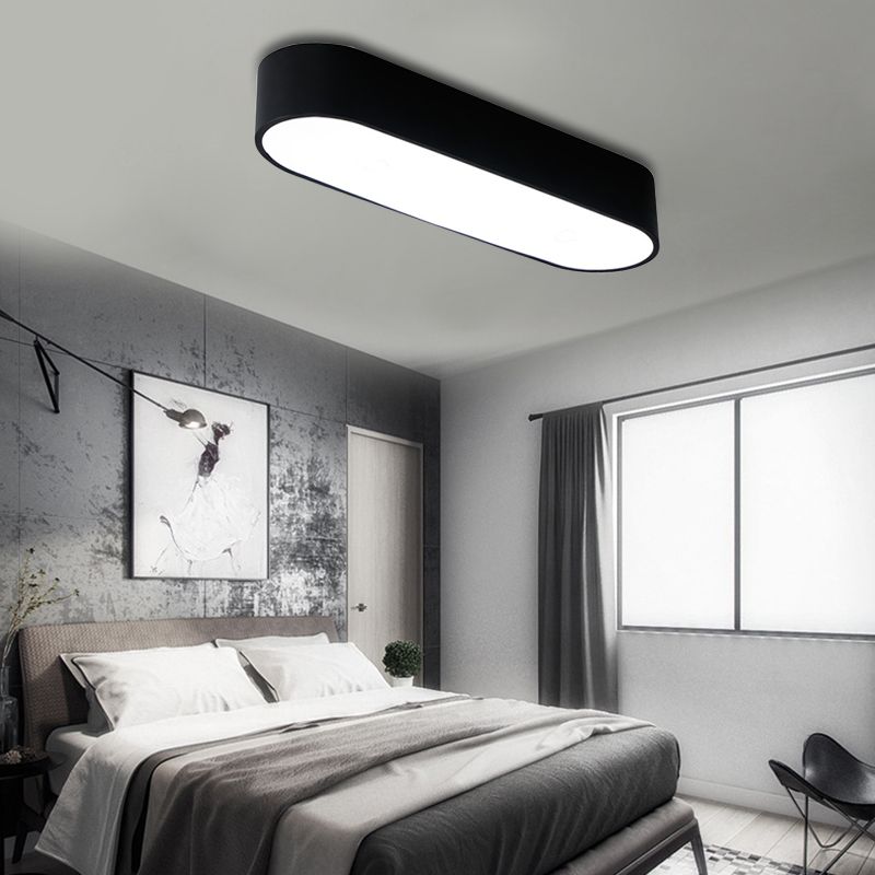 Lámpara de techo empotrada con caja de borde liso, LED de metal moderno, 23,5 "/ 35,5" de ancho, luz de techo empotrada blanca/negra para dormitorio en luz blanca/cálida