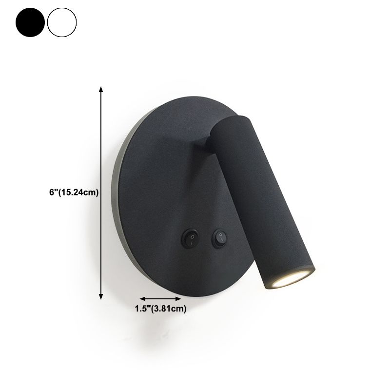 Modern Style Cylinder Shape Wall Lighting Metal 1 Light Wall Lamp in White / Black