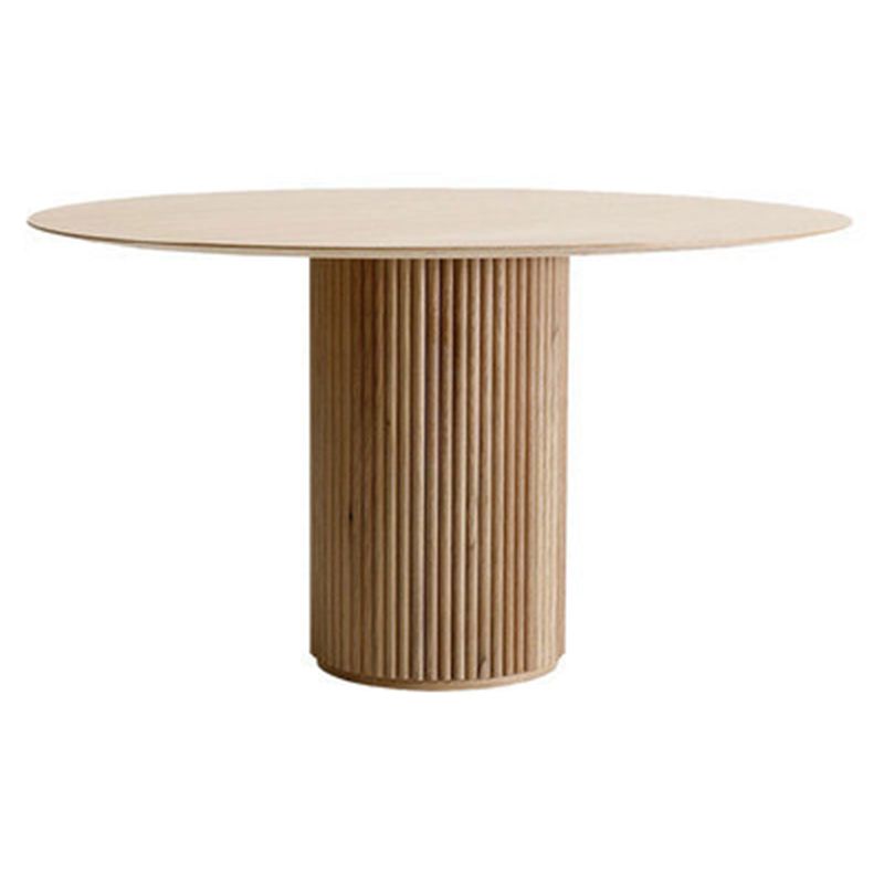Modern Style Round Wooden Table with Pedestal Base Coffee Table