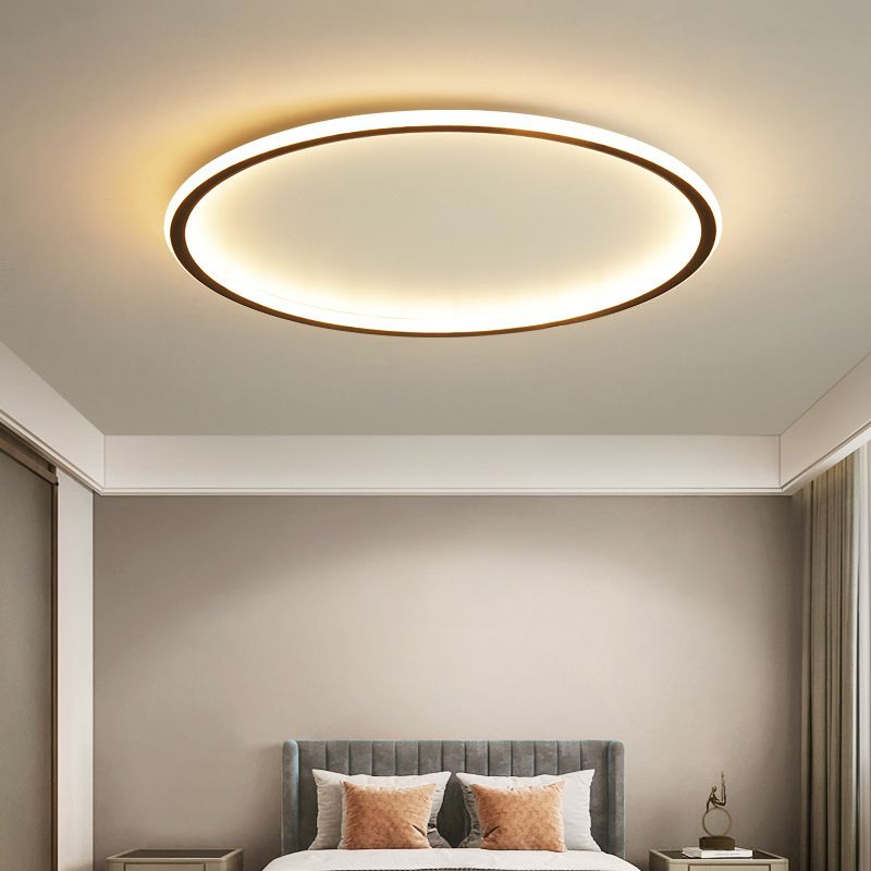 Lámpara de techo LED de simplicidad moderna, montaje empotrado circular de aluminio con pantalla de silicona