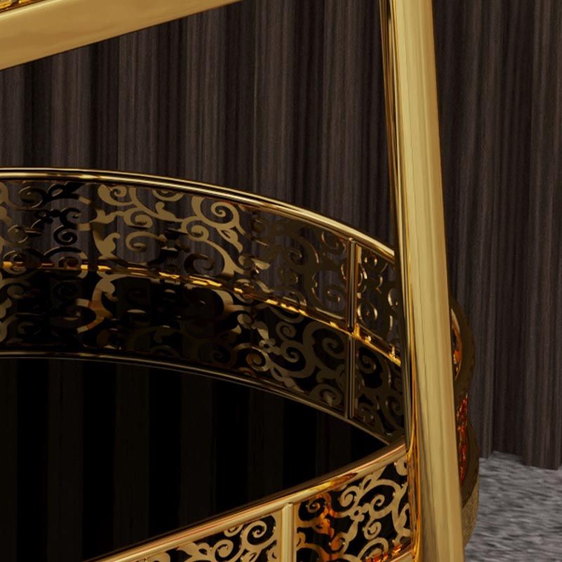 Contemporary Oval Glass Prep Table 32.28"H Rolling Prep Table for Dining Room