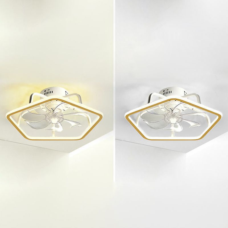 Modern Style Ceiling Fan Lamp Metal Ceiling Fan Lighting in Golden for Living Room