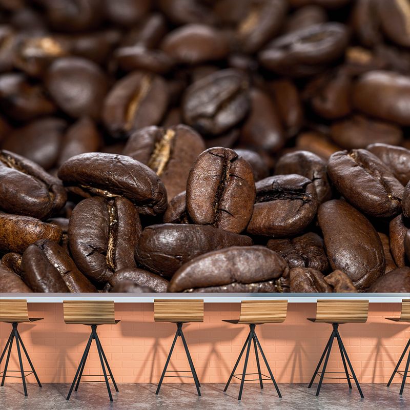Dunkle Farbkaffeebohnen-Wandfotografie, horizontale Wandverkleidung für Café