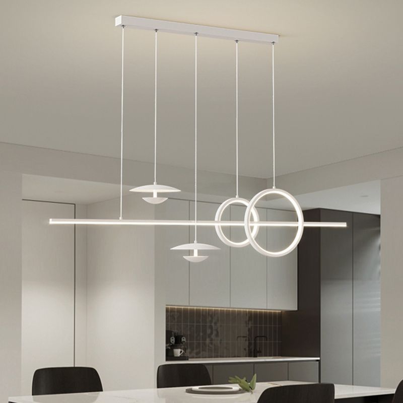 White 5-Light Kitchen Island Lighting Modernism LED Shaded Ceiling Light