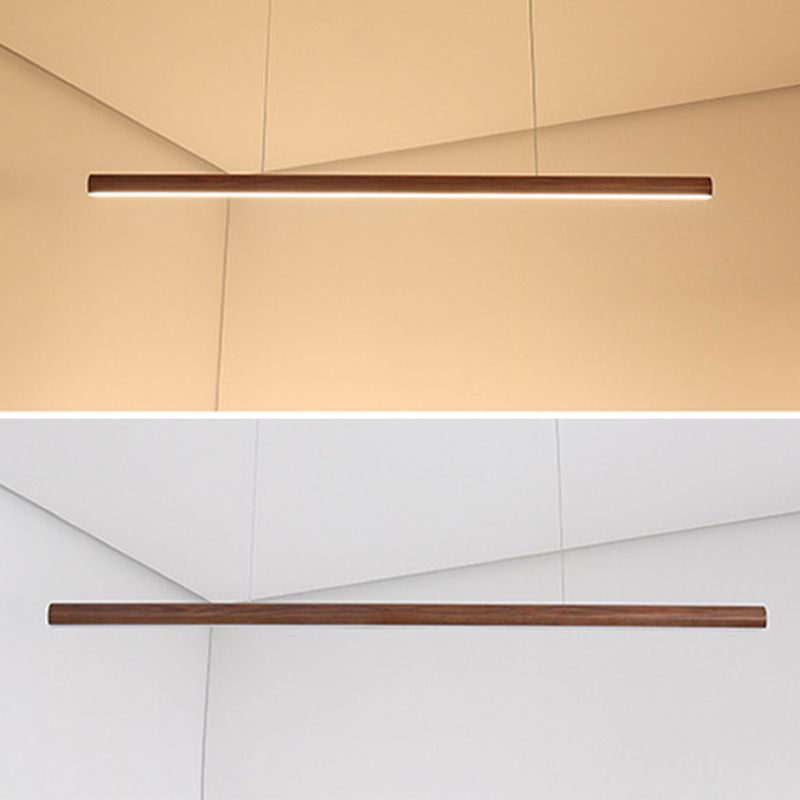 Ash Wood Tubular Hanging Lamp Nordic Style Dining Room LED Island Lighting Ideas