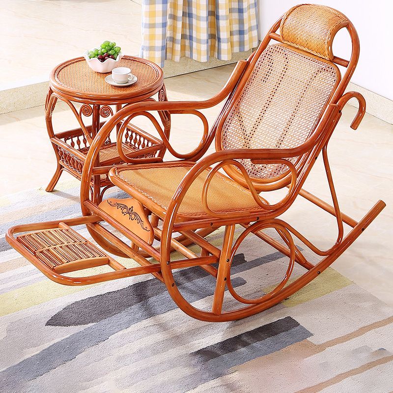 22.8" x 45.3" x 37.4" Rocking Chair Brown Rattan Rocker Chair for Living Room