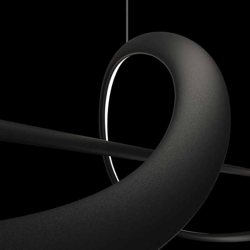 Black LED Island Hanging Lamp Strip Shape Island Lamp with Acrylic Shade for Dining Room