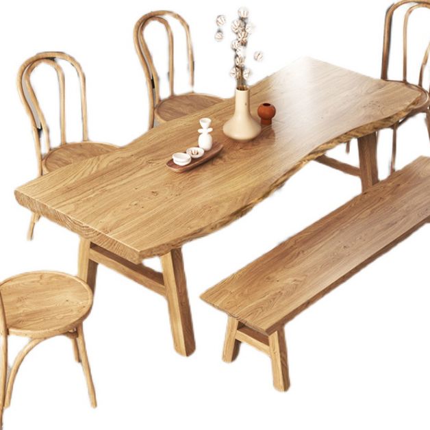 Rectangle Wood Color Dining Table Solid Wood Table Modern Style with 4 Legs