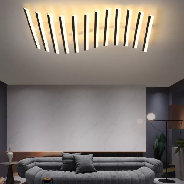 Acrylic Living Room LED Flush Ceiling Lights Linear Modern Style Flush Mount