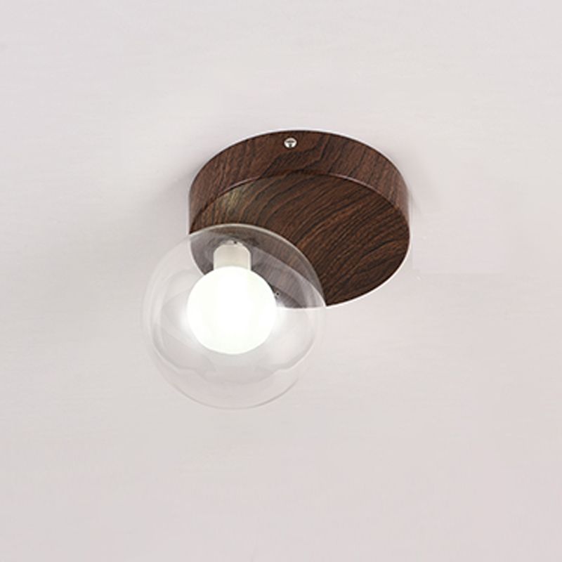 Modern Metal Flush Mount Ball Shape Ceiling Light with Glass Shade for Living Room