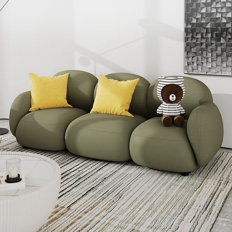 Contemporary Square Arm Sofa with Pillows Seating in Green and Beige