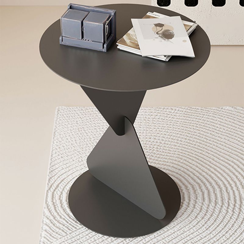 Modernistic Round Top Side Table Metal Pedestal End Table for Living Room