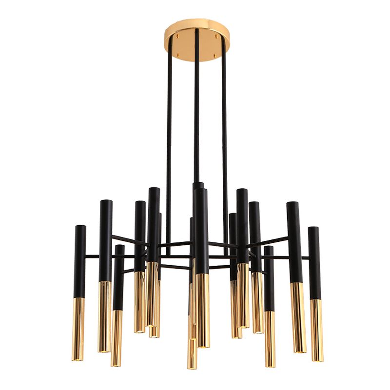 Postmodern Cylindrical Chandelier Metal Villa Lobby Hanging Light