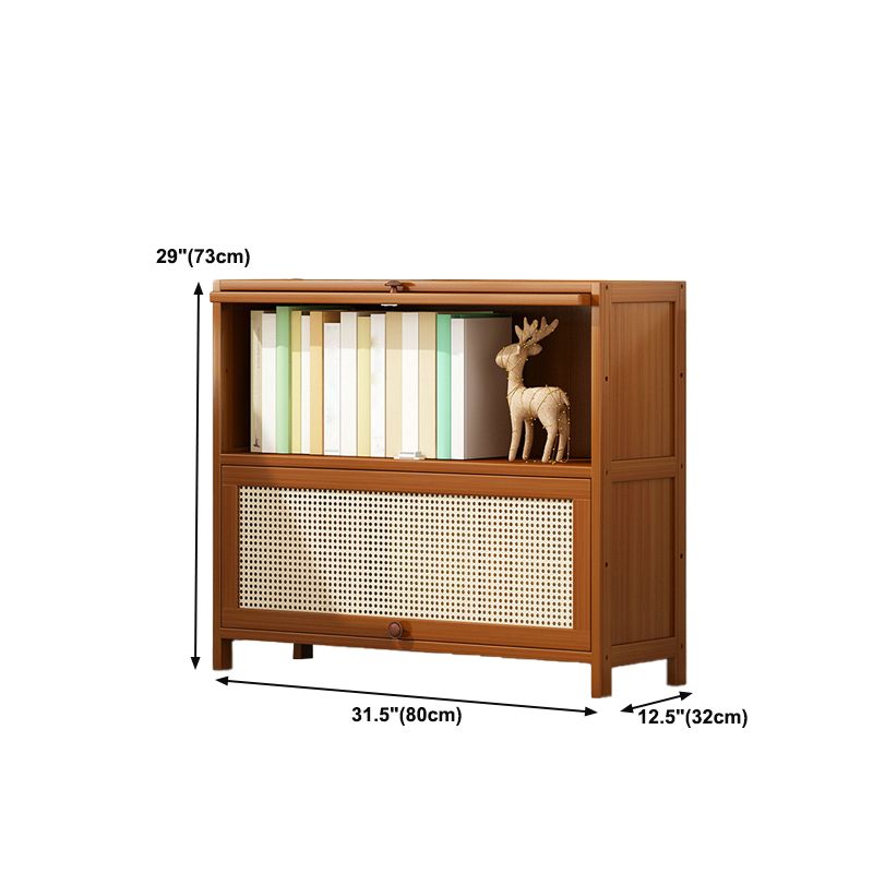 12.5" W Bamboo Bookshelf Modern Closed Storage Bookcase for Home Office
