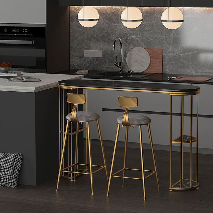 Living Room Footrest Bar-stool with Metal Base Scandinavian Bar & Counter Stool