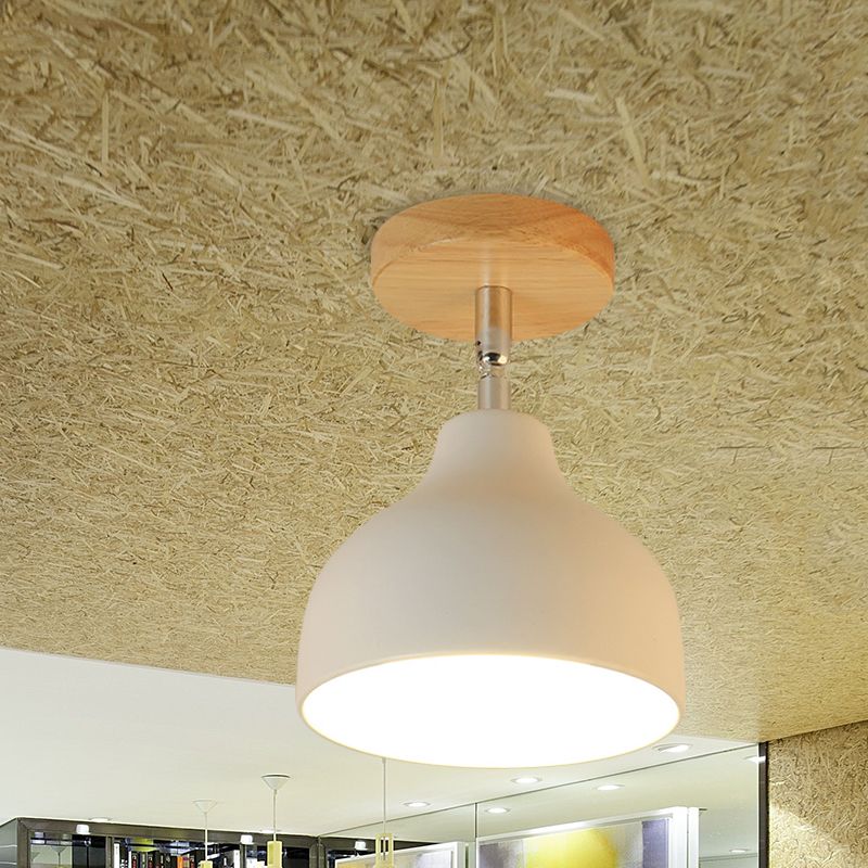 Plafonnier dôme moderniste 1 ampoule métal angle réglable semi encastré plafonnier, blanc / rose