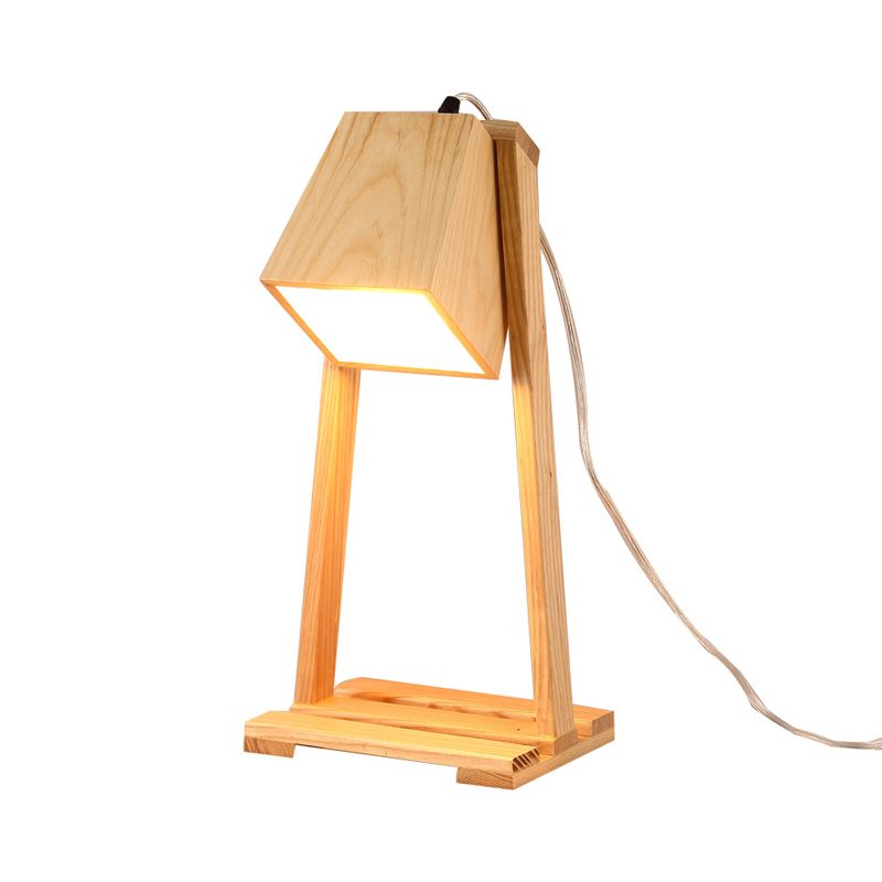 Hölzernes Trapeznachtlicht Nordic 1 Head Tischbeleuchtung mit Lagerregal in Beige
