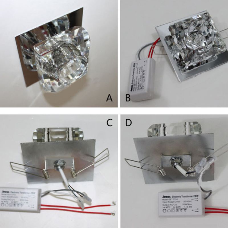 Contemporary Close to Ceiling Lighting Chrome Small Ceiling Mounted Light with Crystal Shade