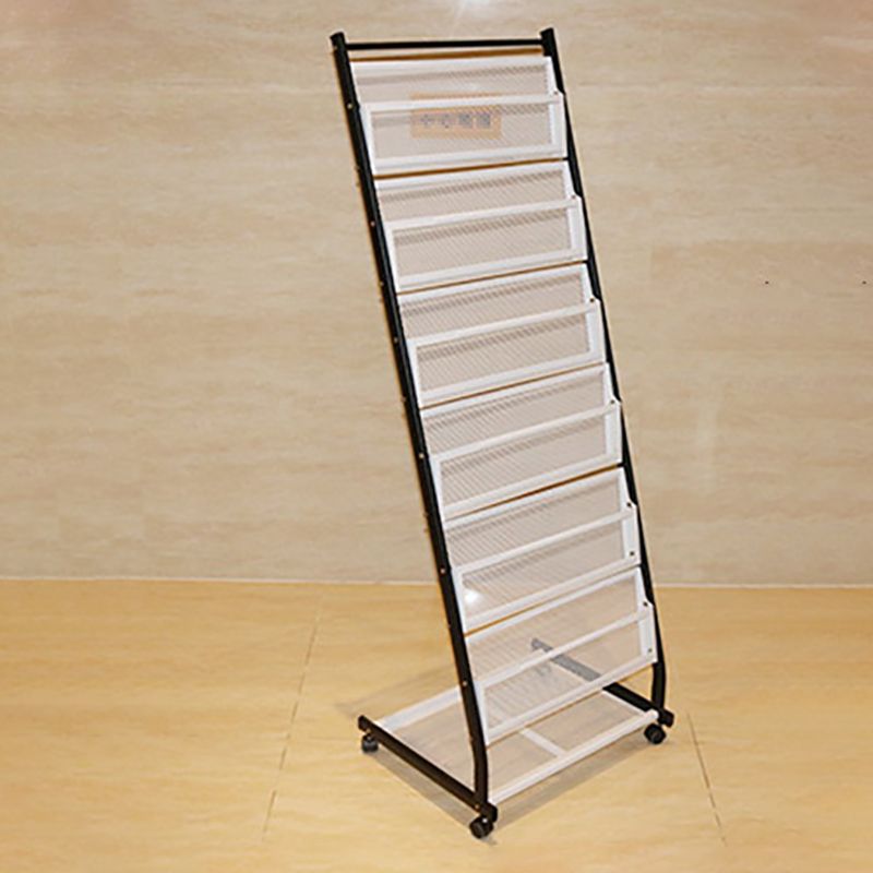 Contemporary Vertical Metal Bookshelf Closed Back Bookcase with Shelves