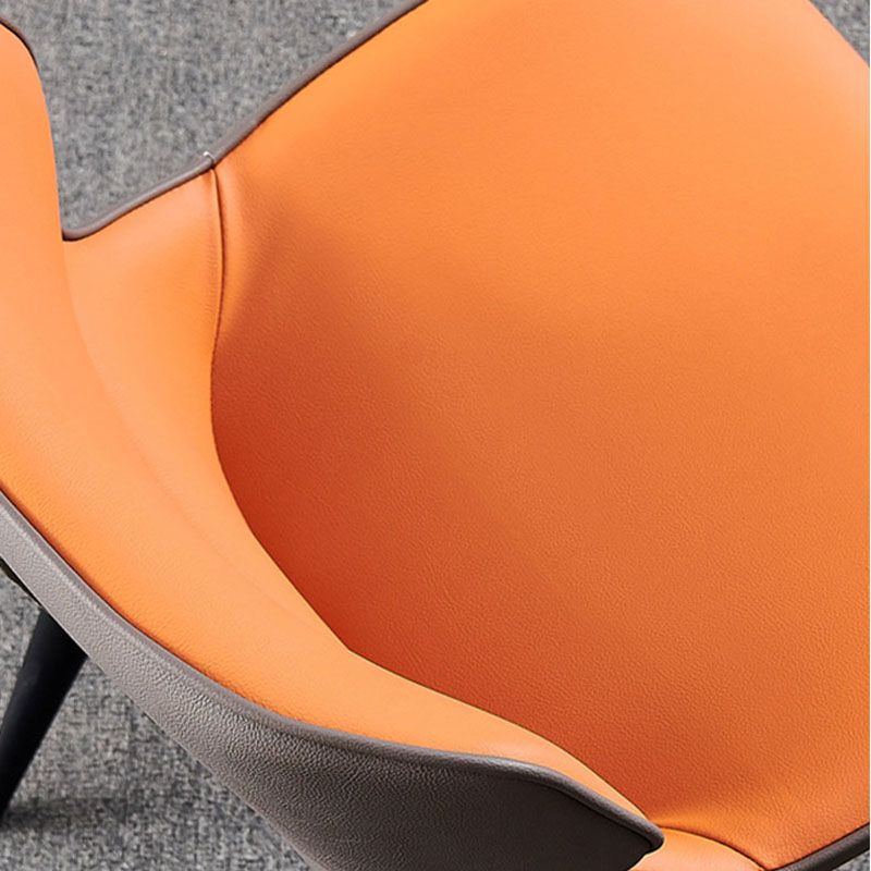 Leather Dining Side Chair Contemporary Style Wingback Parsons Arm Chairs