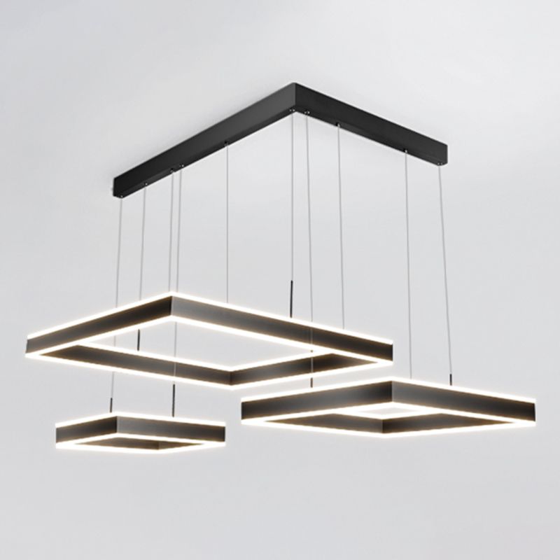 Modern vierkante kroonluchter licht multi-tier hangende hanglampen met acrylschaduw