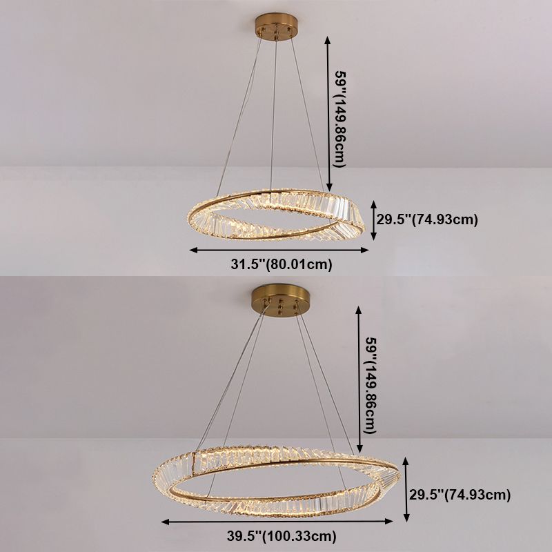 Light Luxury Style Crystal Pendant Lighting LED Hanging Lamp Kit for Dining Room Living Room