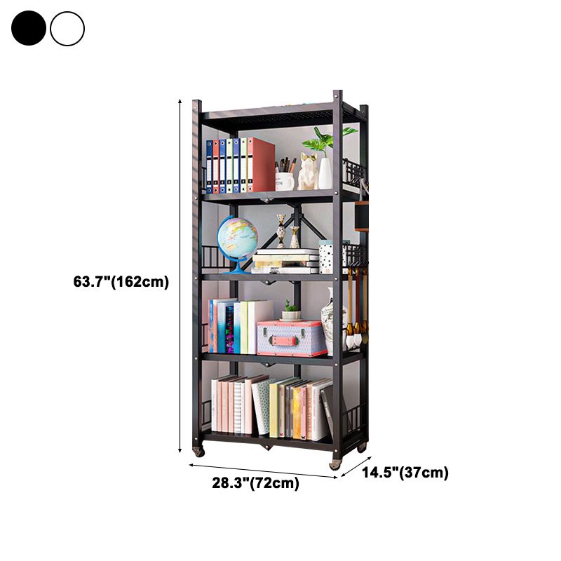 Modern Style Bookshelf Metal Open Back Folding Bookcase for Office