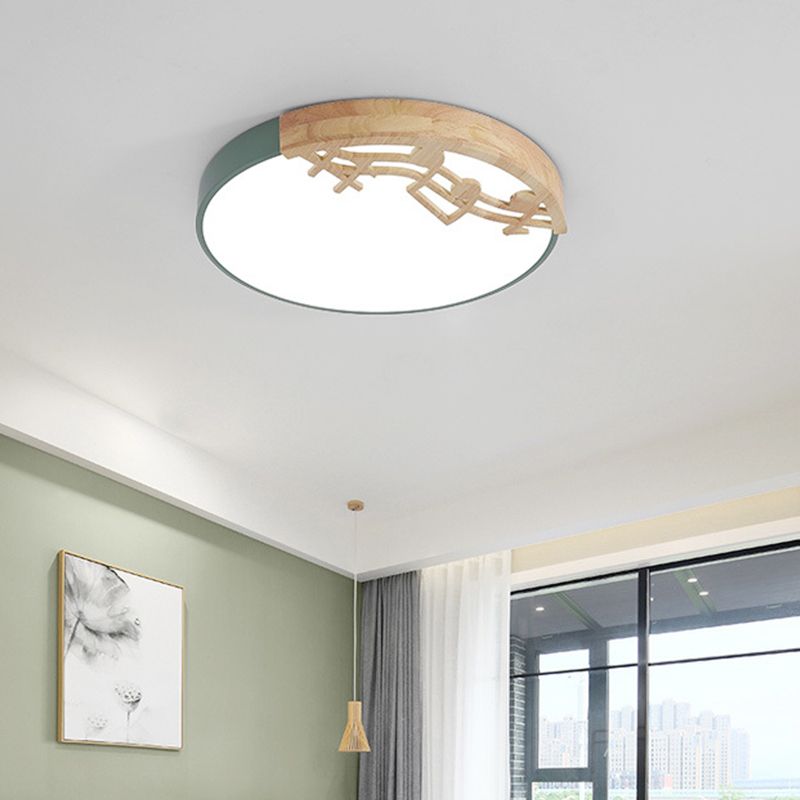 Plafonnier Led contemporain avec abat-jour en acrylique, luminaire rond vert/blanc/gris pour chambre à coucher