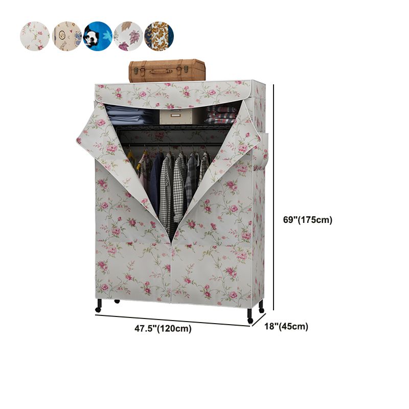 Contemporary Style Wardrobe Metal Adjustable Shelves Wardrobe Closet