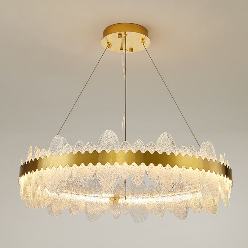 Luz de techo minimalista de vidrio ondulado LED de vidrio ondulado de la sala de estar en oro