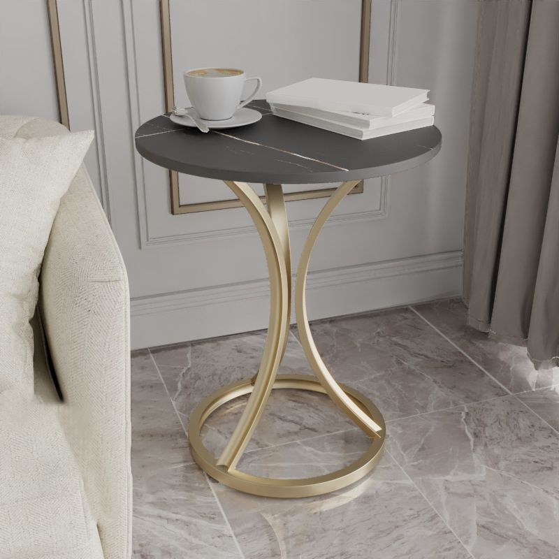 Modern Slate Round Side End Table Frame Base Type Sofa Table