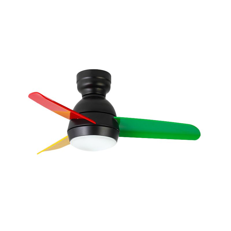 33,5 "W zeitgenössischer Kreis Hanges Lüfter Leichter Acrylwand/Fernbedienungskontrolle LED Semi Flushmount in Schwarz/Weiß/Rosa für Schlafzimmer, 3 Klingen