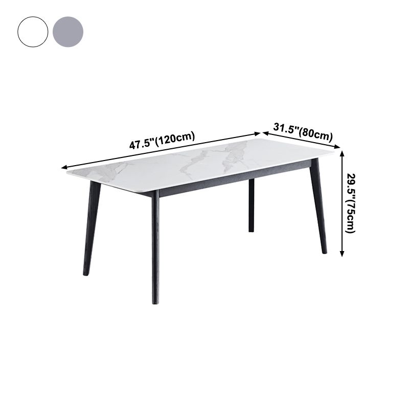 Mesa de madera sólida Modern de mesa moderna Rectángulo Top de piedra sinterizada para comedor