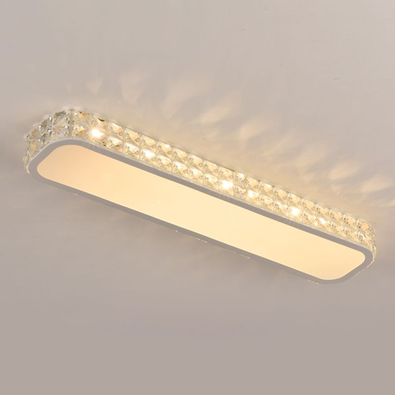 Rounded Rectangle Corridor Flush Light Crystal Artistic LED Flush Ceiling Light Fixture
