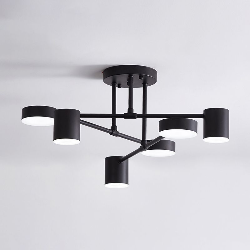 Luci cilindriche del lampadario cilindrico in metallo moderno a 6 luci a pendente