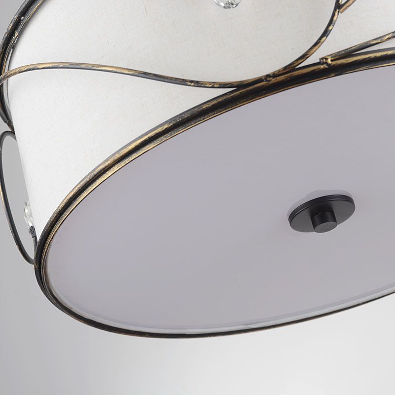 Luz de tela de batería de batería Classic 5 luces Luz de techo de sala de estar en lino, 16 "/19.5" de ancho