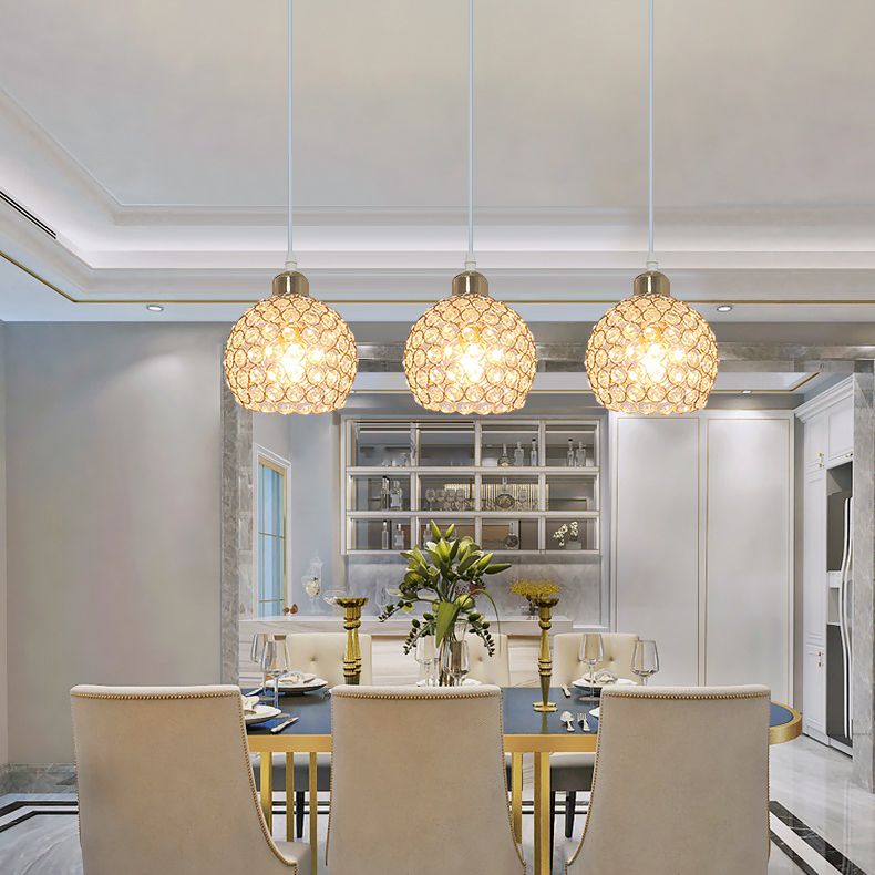 Crystal Sphere Pendant Modernity Multiple Hanging Light for Dining Room