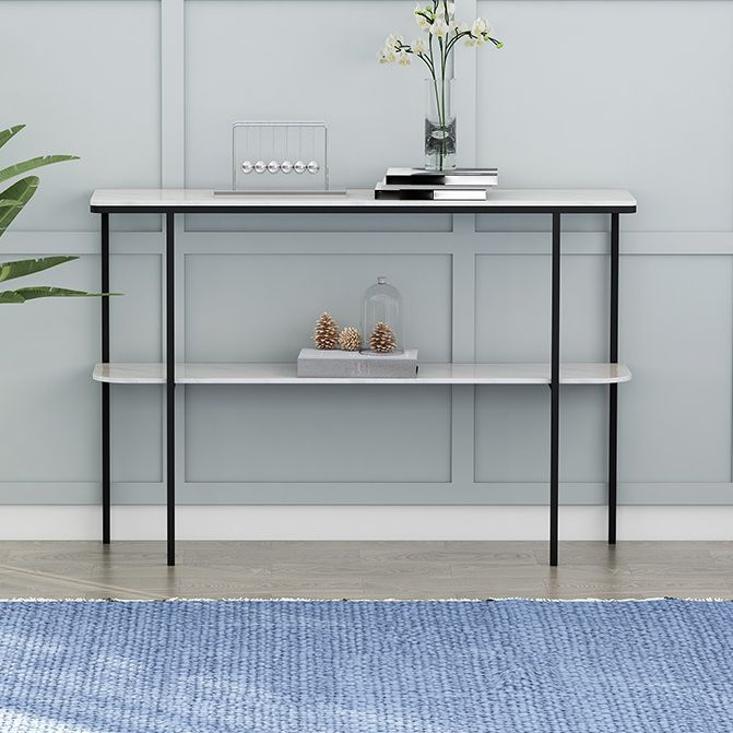 Modern Marble Console Table 12" W Rectangle 1-shelf Accent Table for Hall