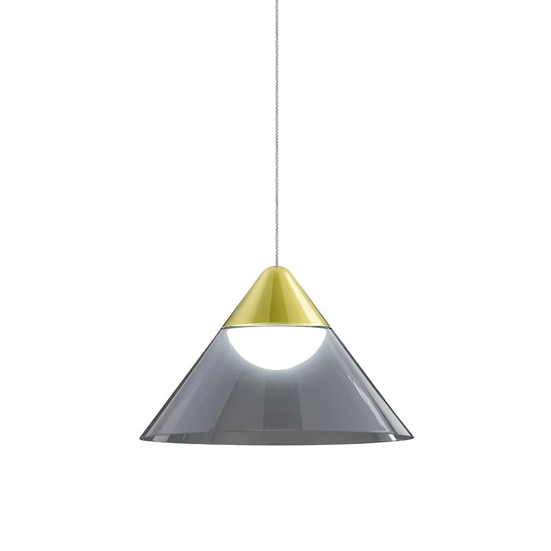 Nordic 1 Bulb Suspension Light Gold Cone Pendant Lamp with Smoke Gray Glass Shade for Dining Room