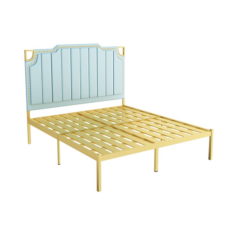Glam Open-Frame Bed Metal Standard Bed with Upholstered Headboard